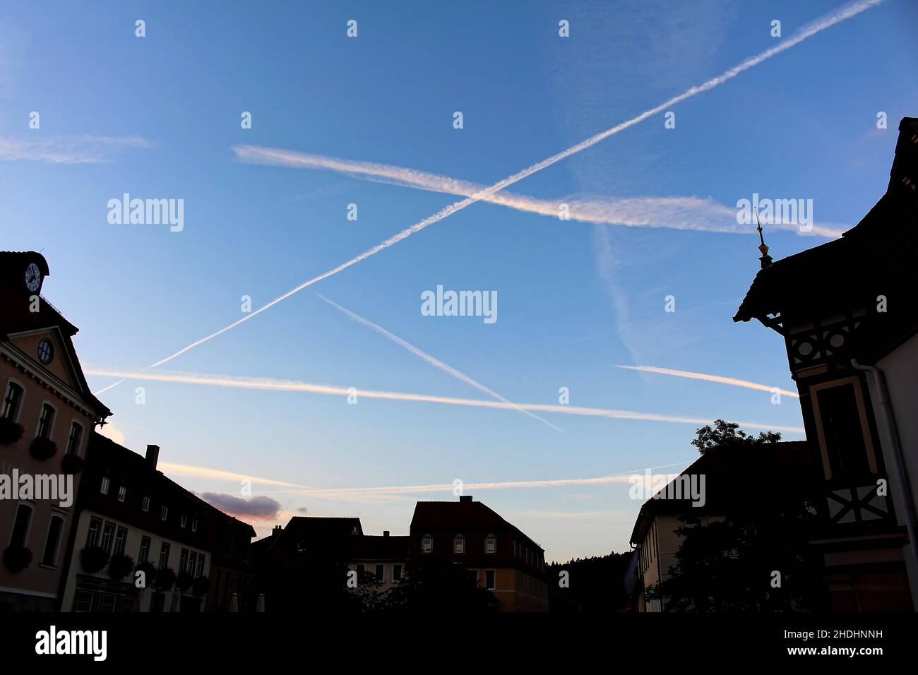 vapor trail, air pollution, chemtrail, chemtrails, vapor trails, air pollutions Stock Photo