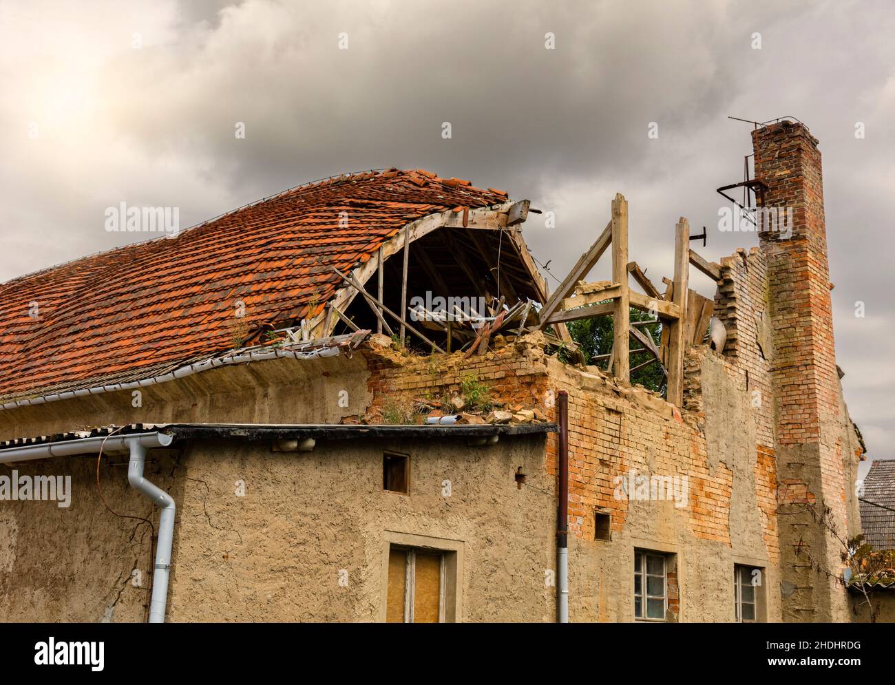 old ruin, house roof, collapse, old ruins, house roofs, dangers Stock