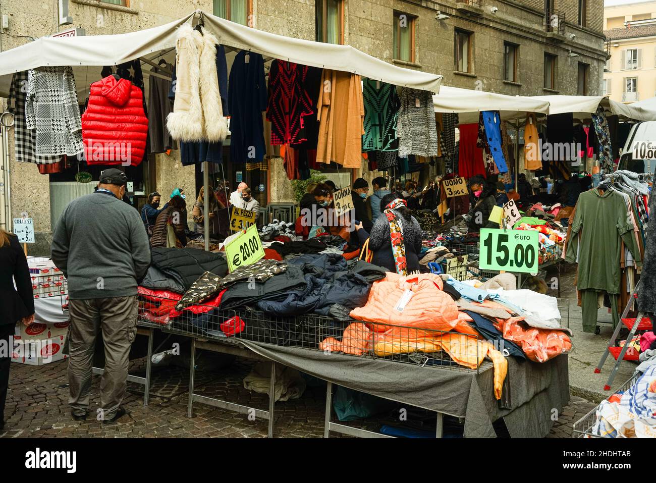 People shopping at a cheap street clothing market in Cremona, Italy Stock  Photo - Alamy