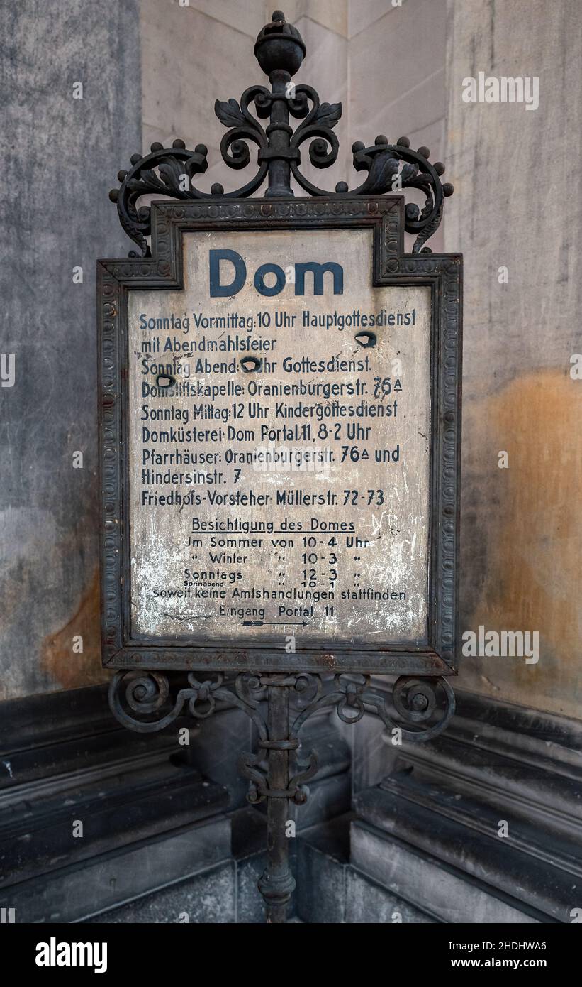 ancient, berlin cathedral, notice board, ancients, notice boards Stock