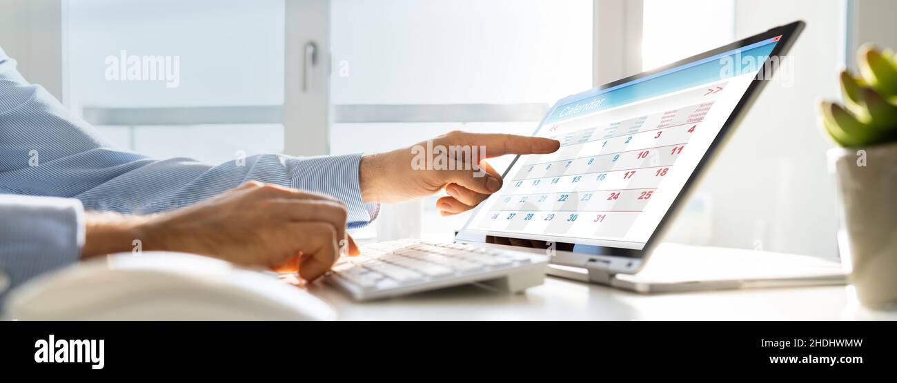 Digital Electronic Calendar Event Appointment On Screen Stock Photo