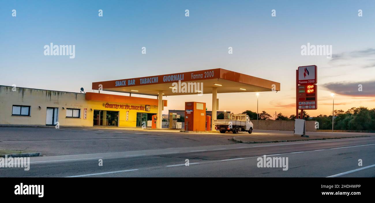 sardinia, gas station, sardinias, gas stations Stock Photo Alamy