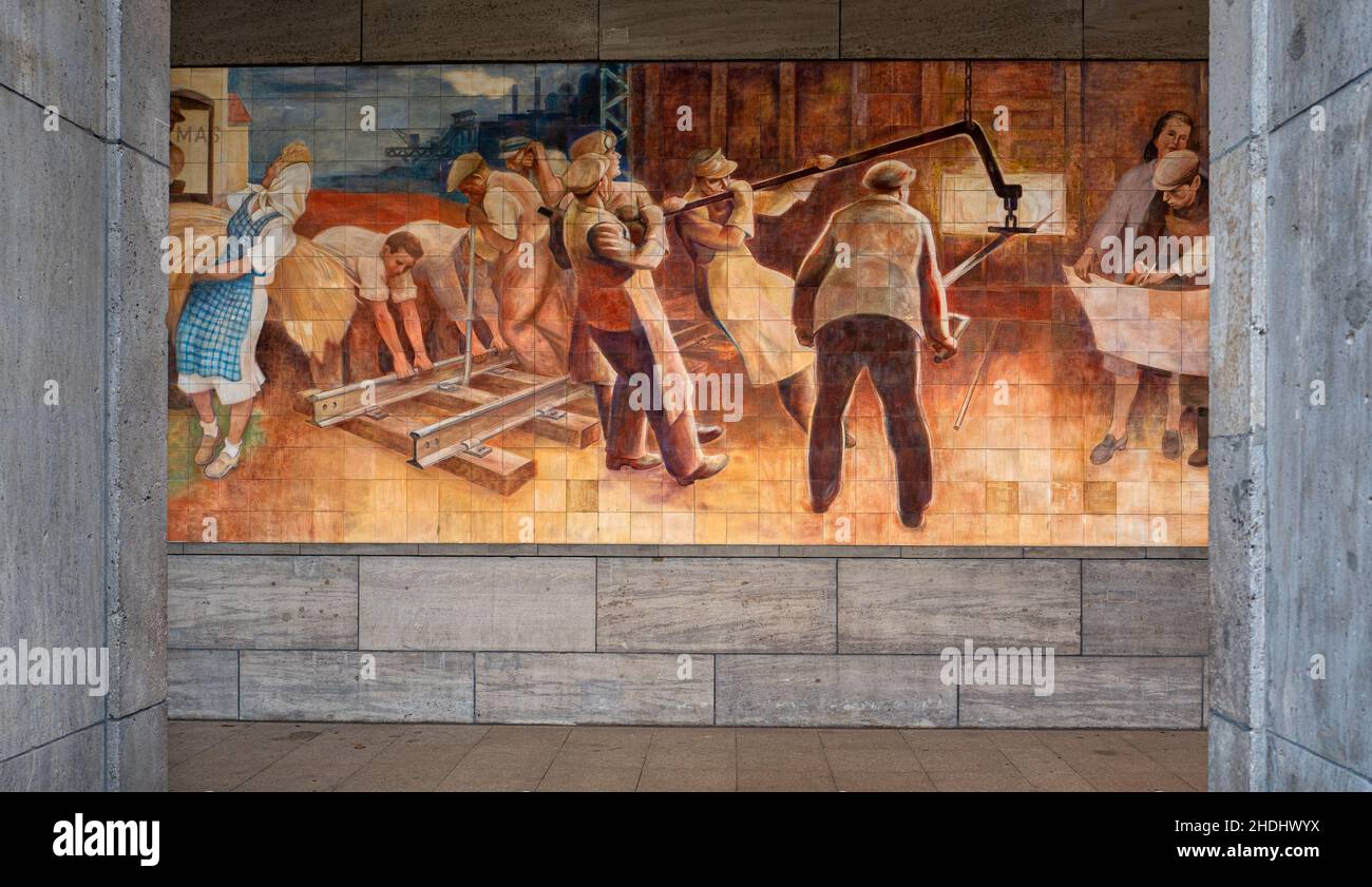 mural, industrial workers, murals, worker, workers Stock Photo Alamy