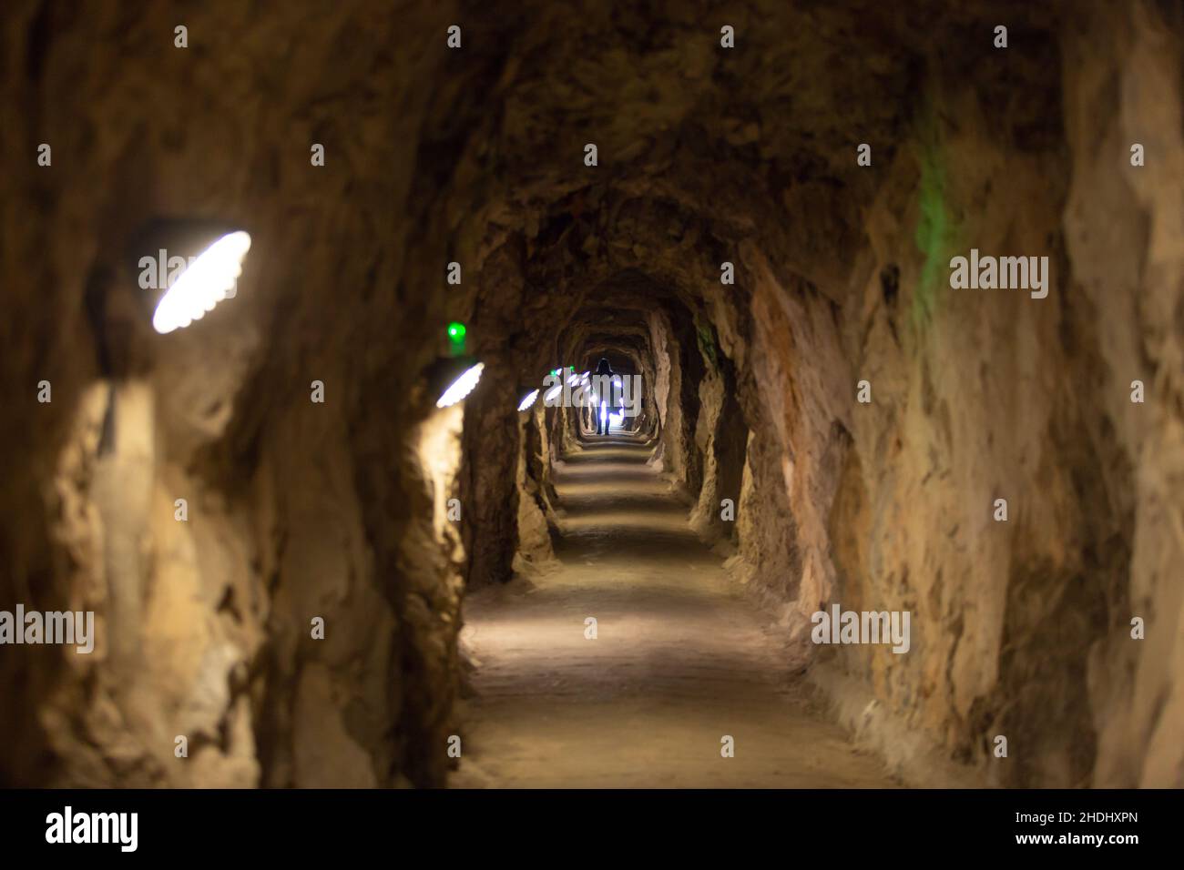 Gibraltar, United Kingdom December 10, 2021 Interior of defense tunnels drilled in the rock
