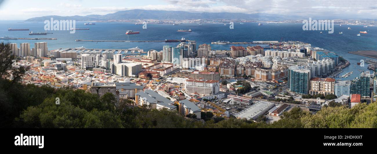 Gibraltar, United Kingdom - December 10, 2021: Panoramic view of the city of Gibraltar Stock Photo