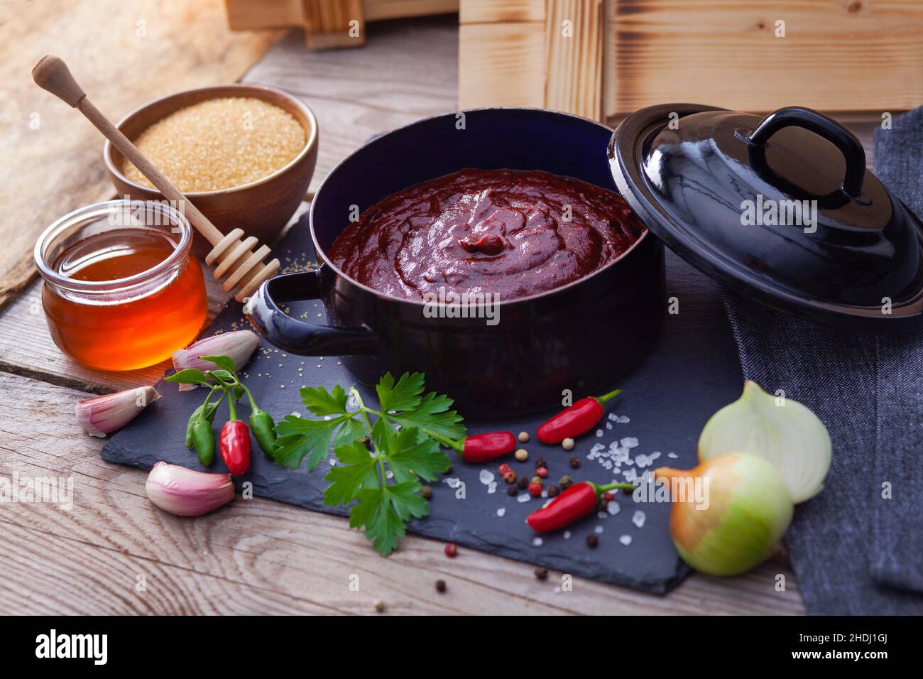 dip, barbecue sauce, dips Stock Photo