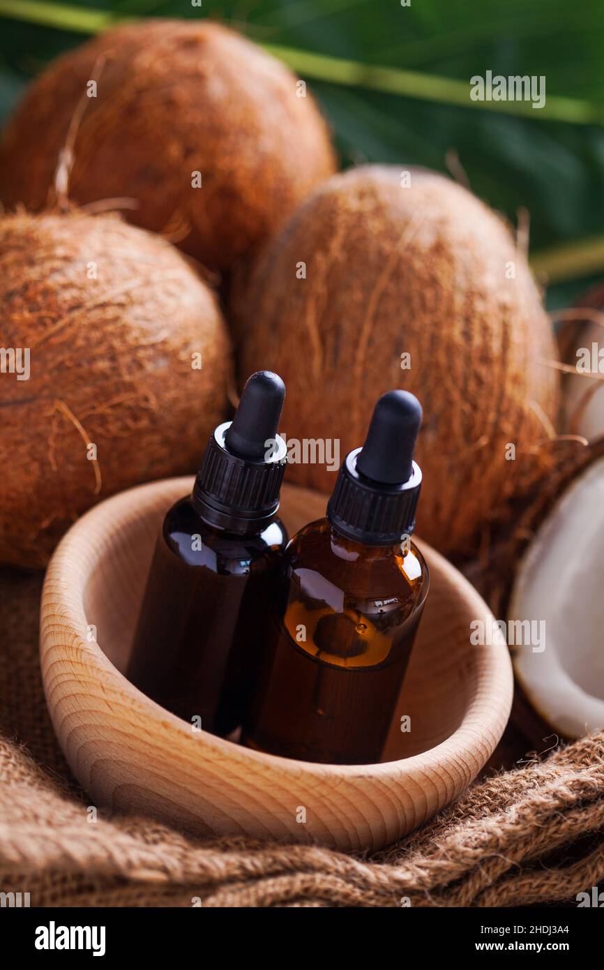 coconut, essential oil, coconuts, essential oils Stock Photo Alamy