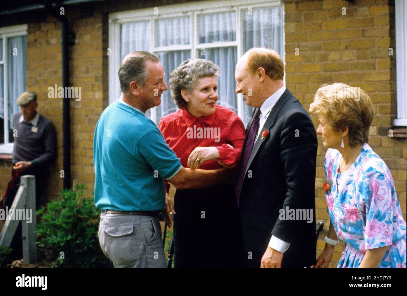 Labour Party leader Neil Kinnock and his wife Glenys campaigning for the 1987 general election in Staffordshire Stock Photo