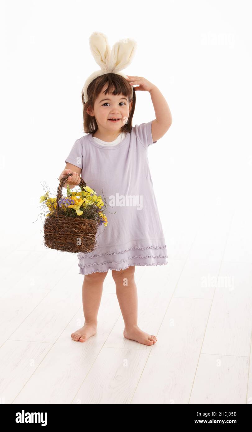 girl, easter, easter basket, girls, easters, easter baskets Stock Photo