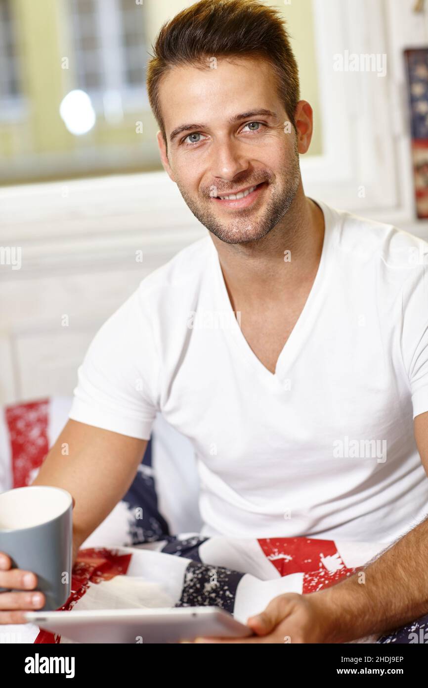 man, tablet-pc, guy, men, ipad, tablet pc Stock Photo