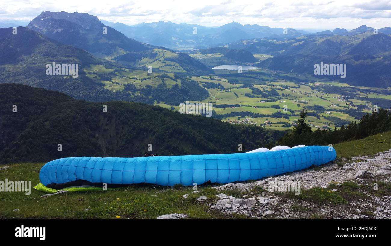 paraglider, chiemgau alps, Unterberghorn, paragliders Stock Photo