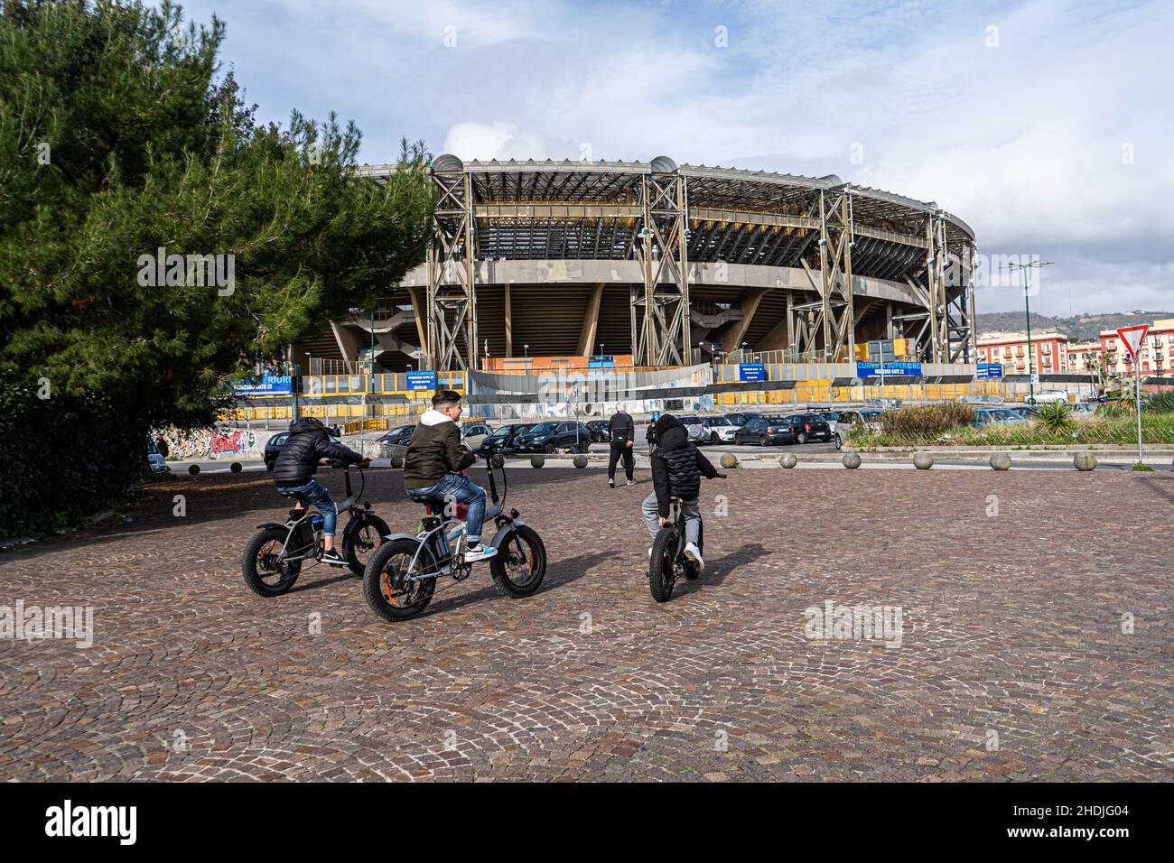 Painted murals by Napoli football fans at the Diego Maradona stadium in