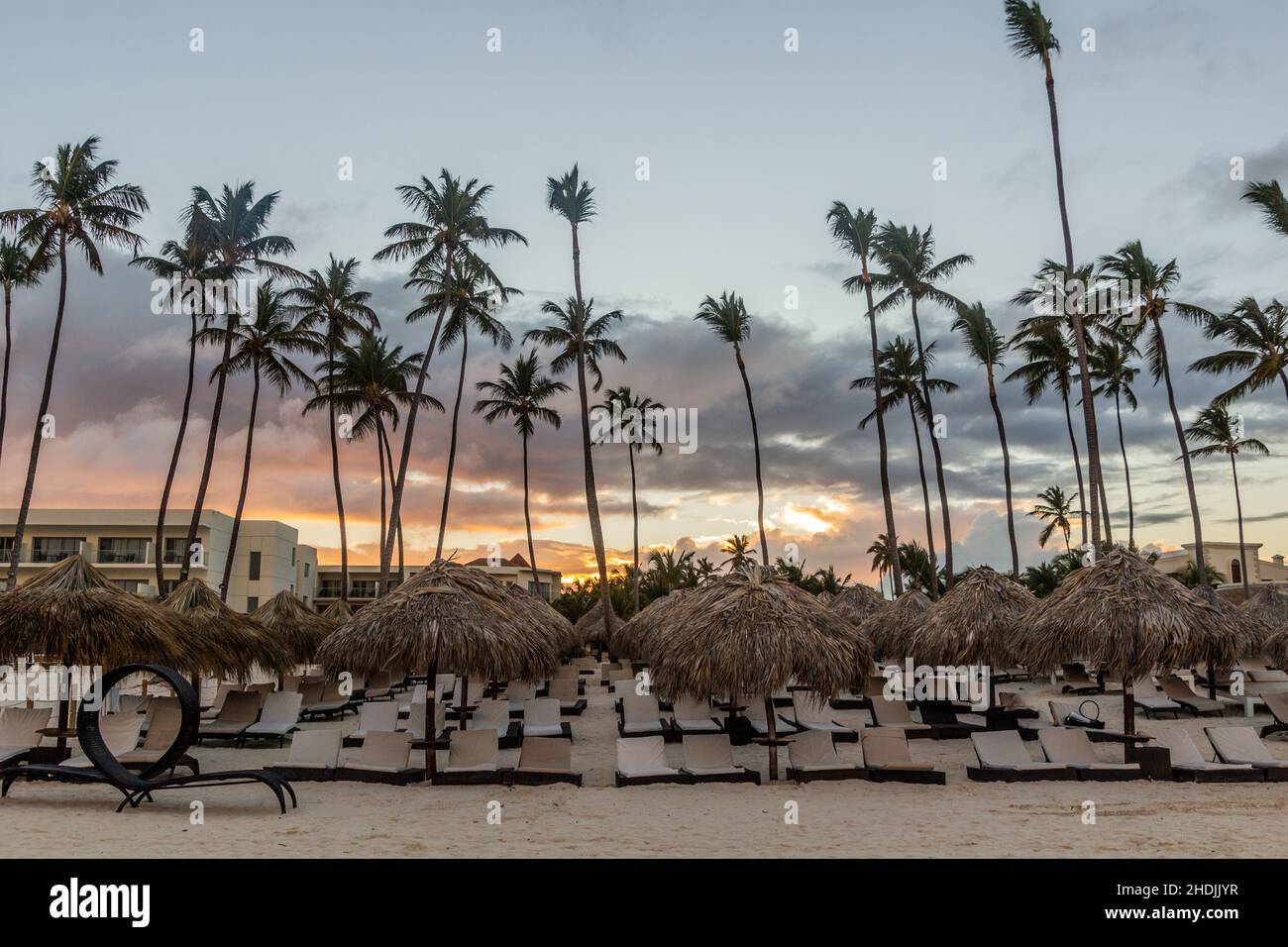 Sunset at Bavaro beach, Dominican Republic Stock Photo