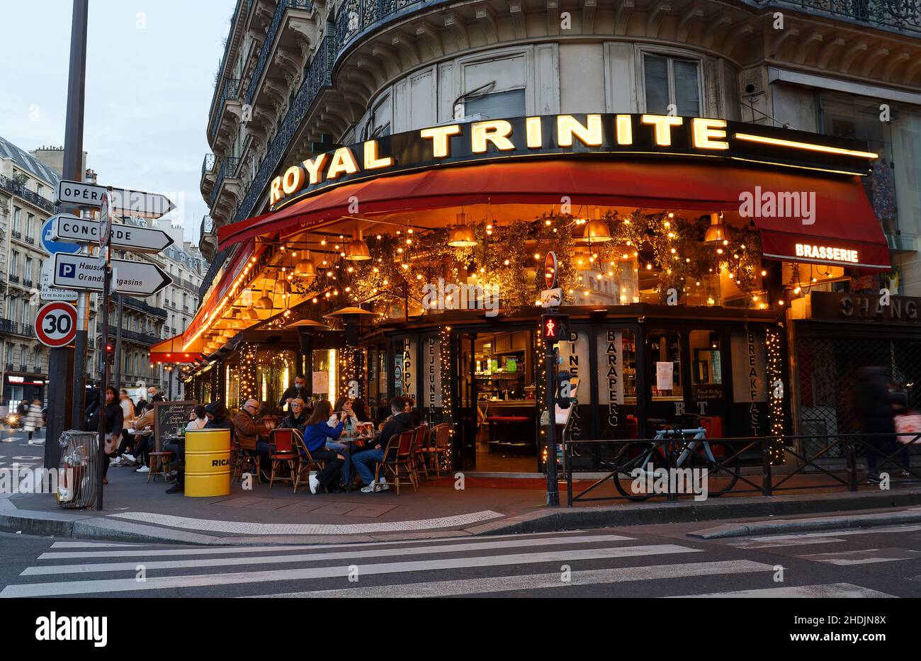 Royal Trinite is traditional French cafe located dEstienne dOrves square  in 9th district of Paris Stock Photo - Alamy