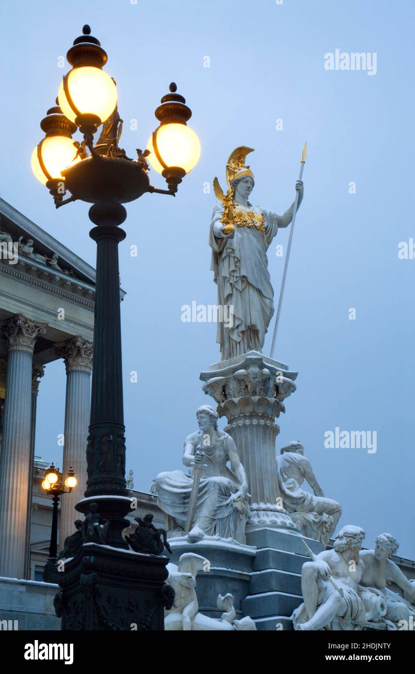 lantern, sculpture, pallas athene fountain, lanterns, sculptures, pallas athene fountains Stock Photo