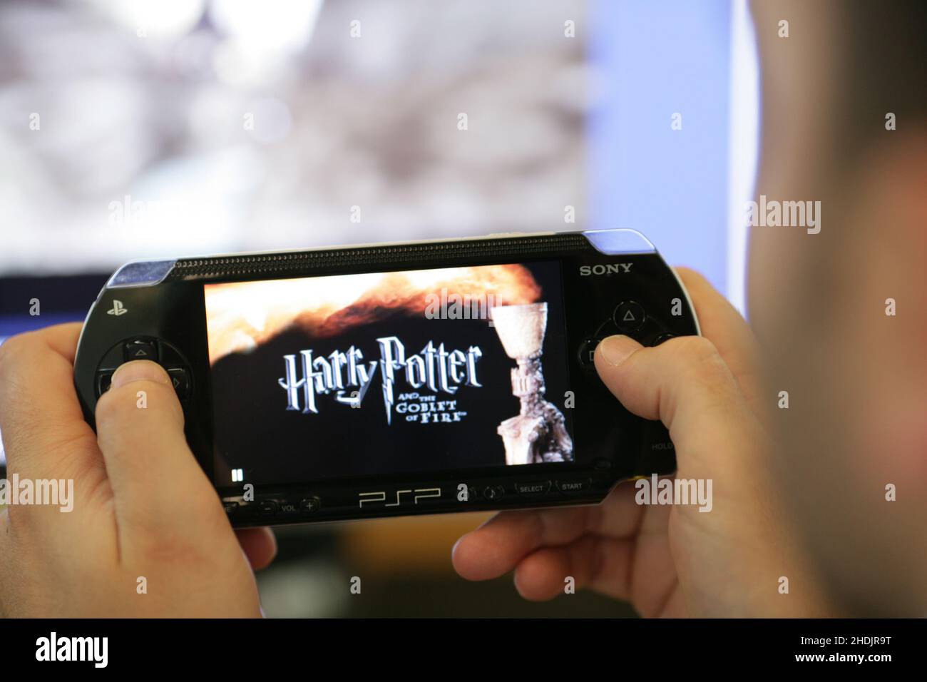 PSP-portabel Playstation - Harry Potter Game .Electronic Arts developer of video games were responsible for making the Harry Potter video games. Stock Photo