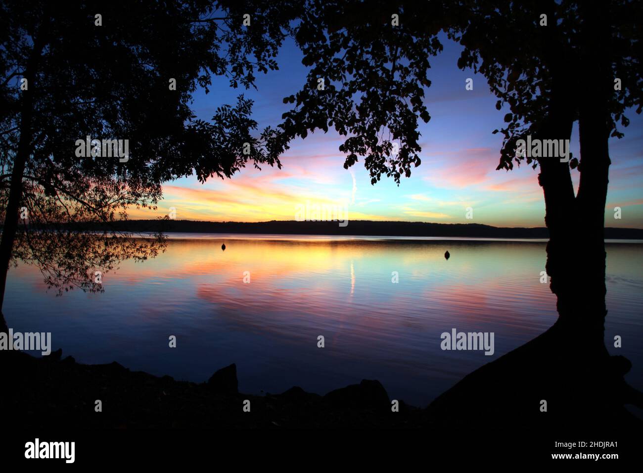 sunset, scharmützel lake, sunsets Stock Photo
