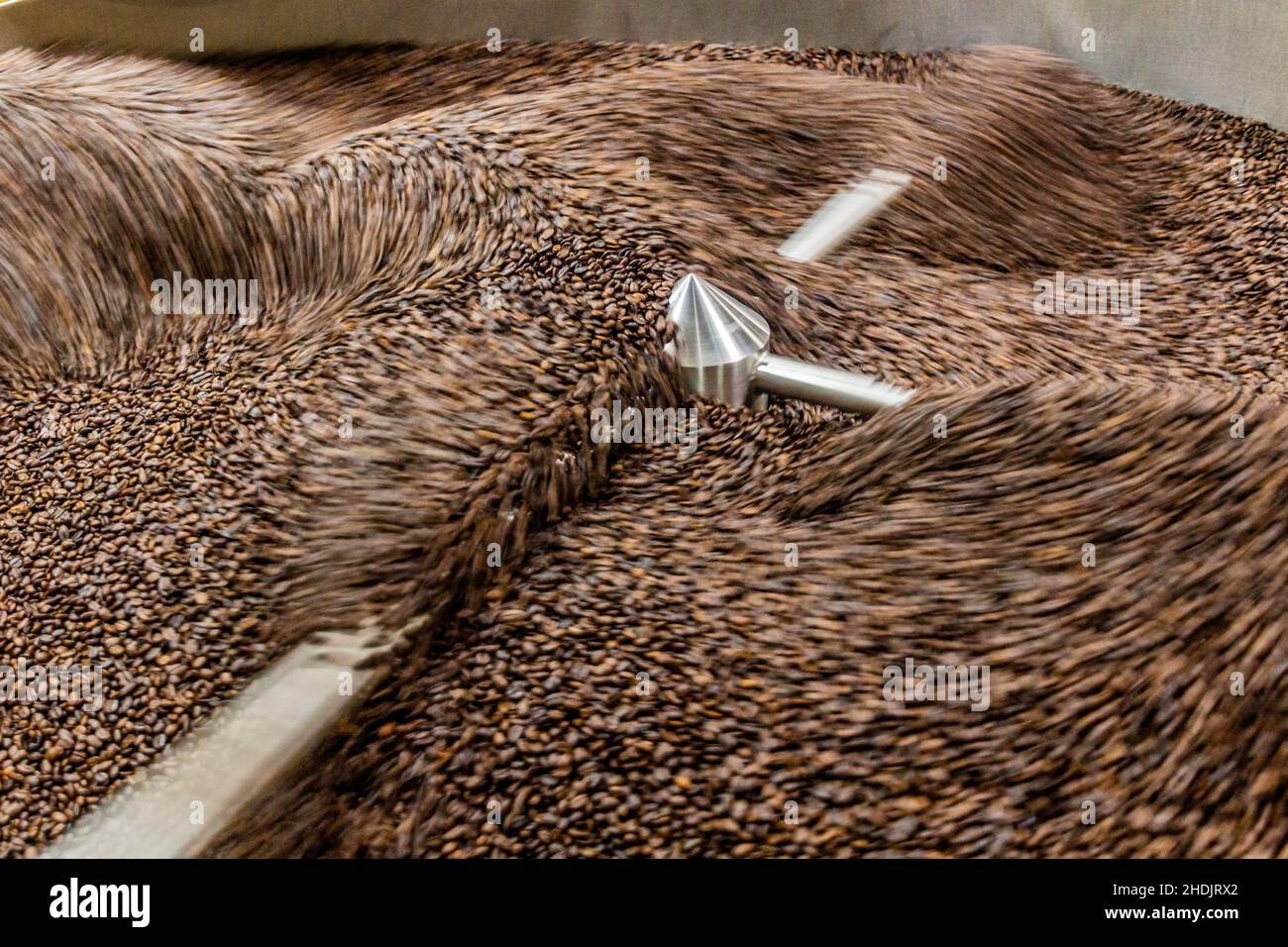 Coffee beans being roasted in Jarabacoa, Dominican Republic Stock Photo