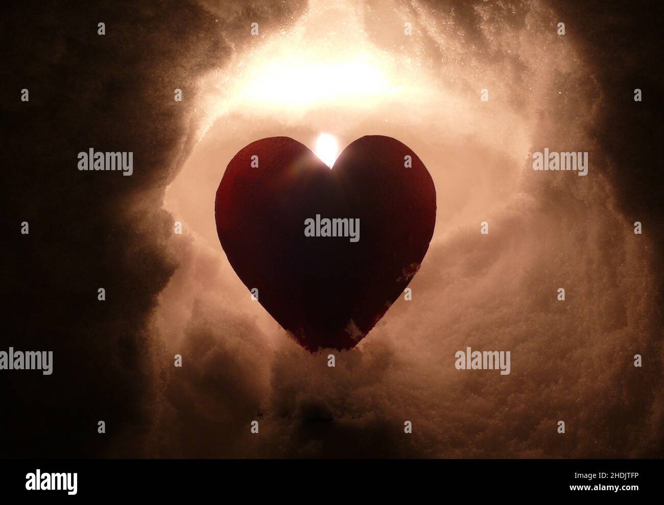 illuminated, snow, heart, illuminateds, snowy, hearts Stock Photo