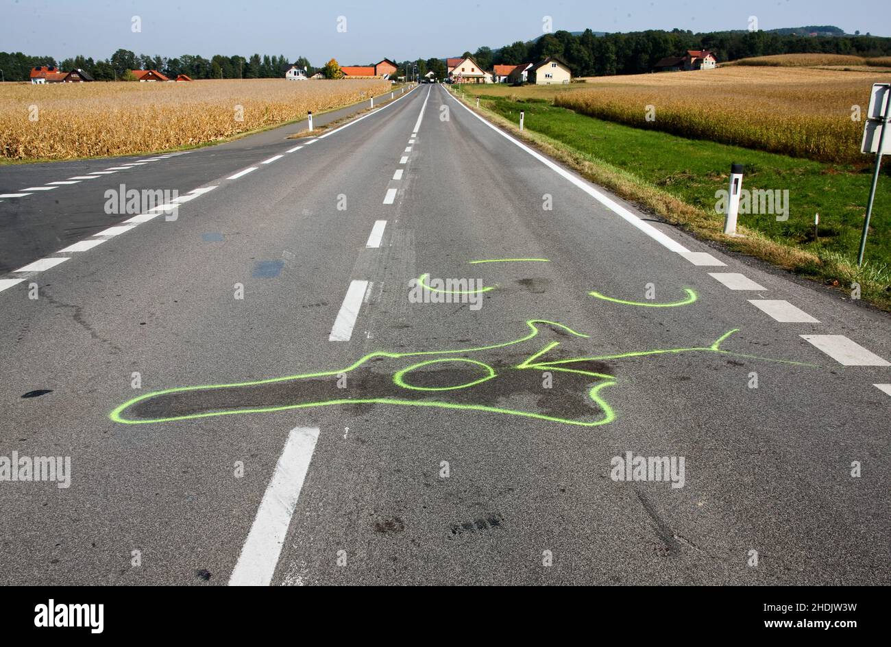 marker, road, motorcycle accident, markers, roads, street, streets Stock Photo