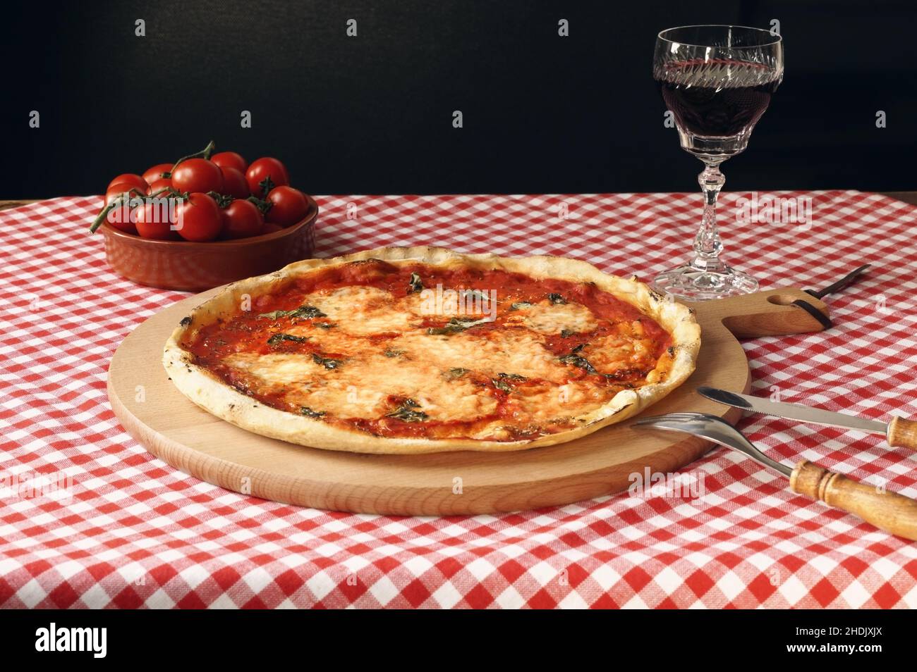 red wine, pizza, margherita, red wines, pizzas, margheritas Stock Photo