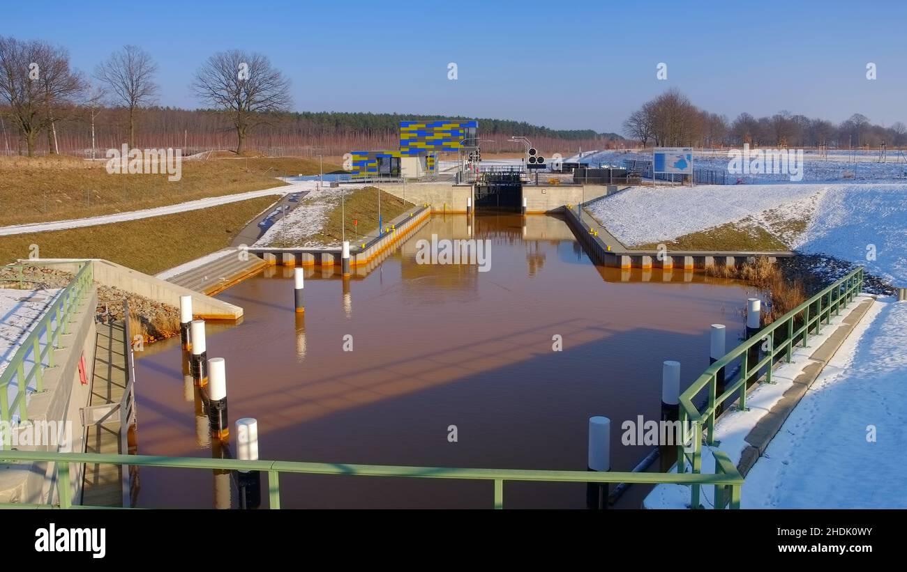 canal lock, koschener kanal, canal locks Stock Photo Alamy