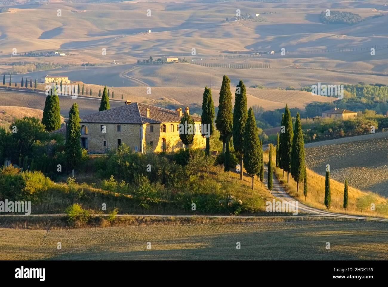 cottage, tuscany, val d'orcia, pienza, cottages, tuscanies, val d'orcias, pienzas Stock Photo