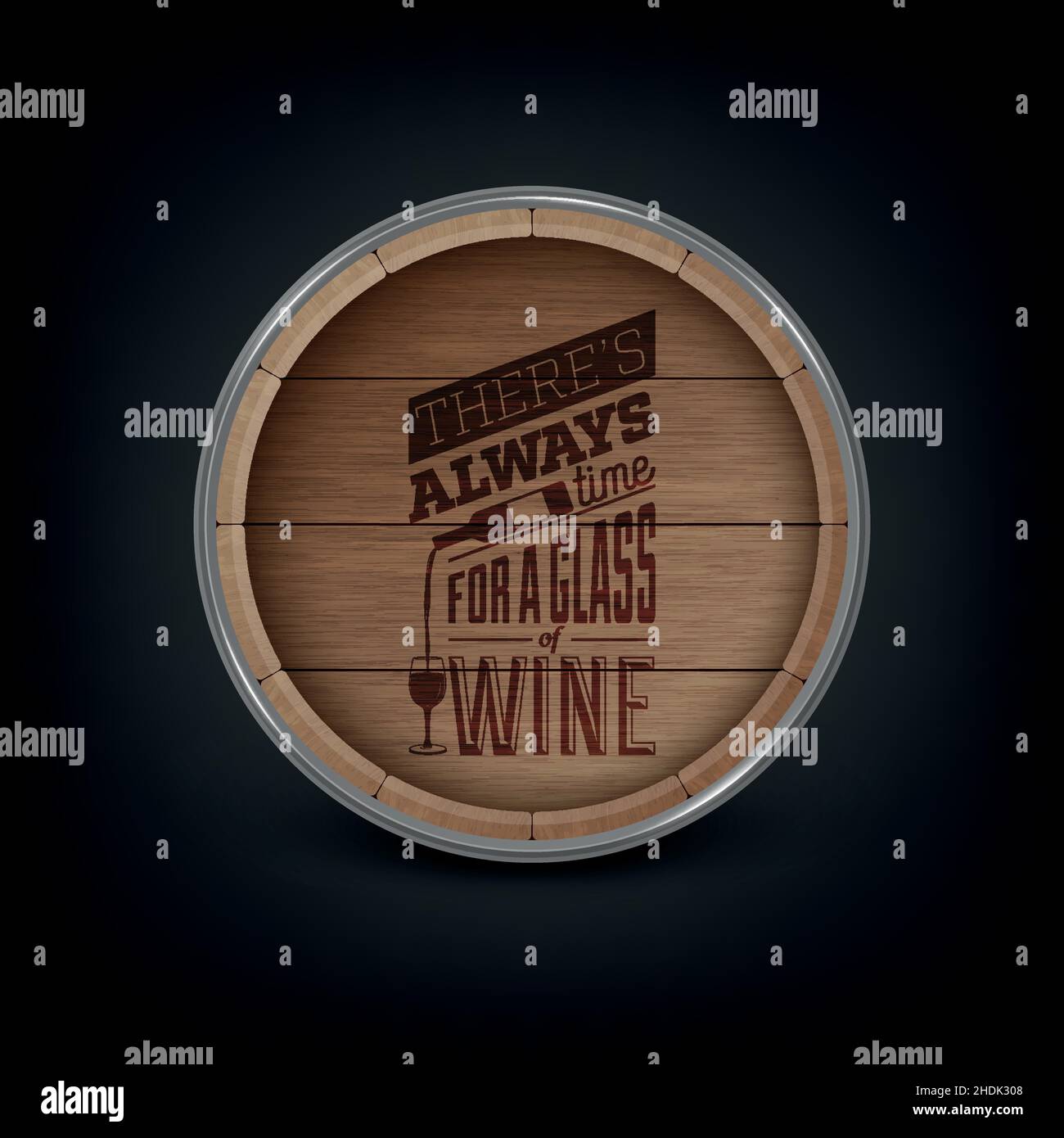 Vector 3d Realistic Wooden Barrel Lid for Storing Alcoholic Beverages