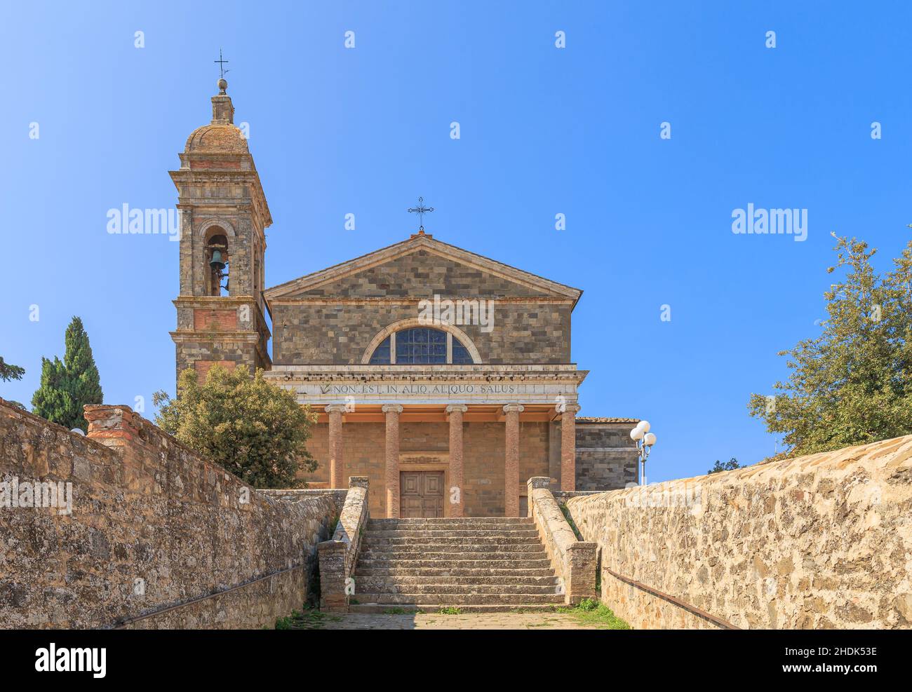 Shot of the Cathedral of the Holy Savior in Montalcino, Italy Stock