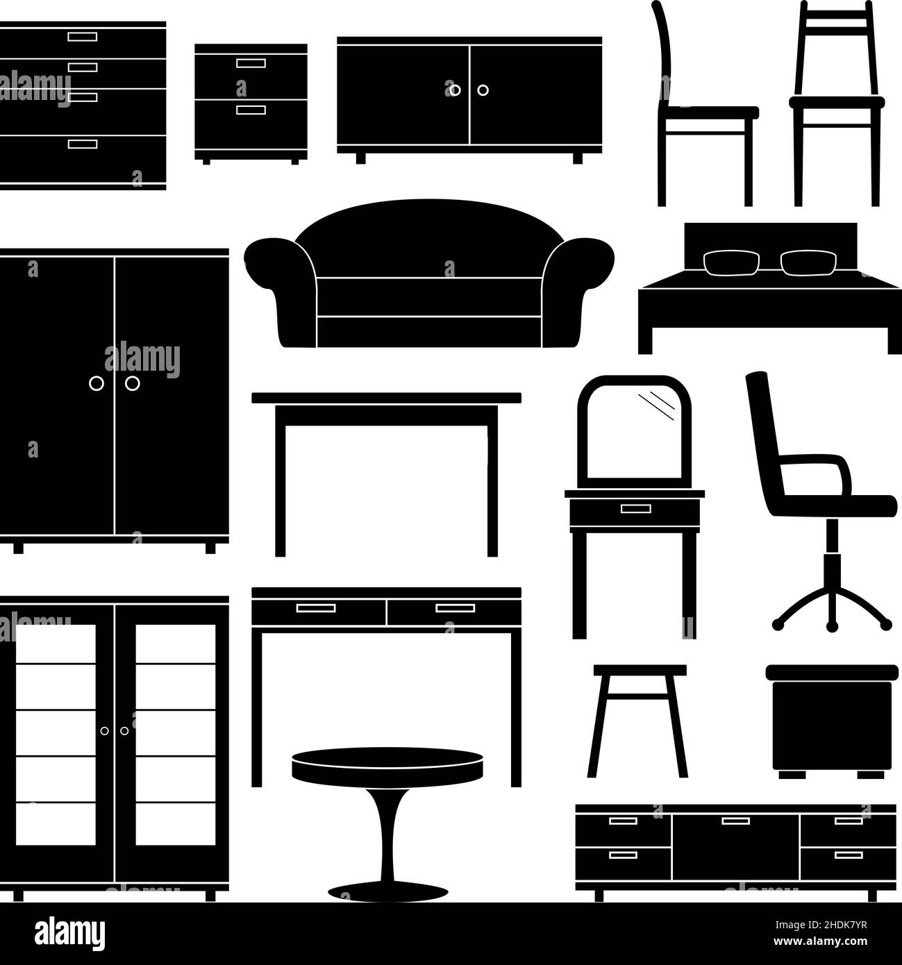 Set of furniture icons, vector illustration Stock Vector