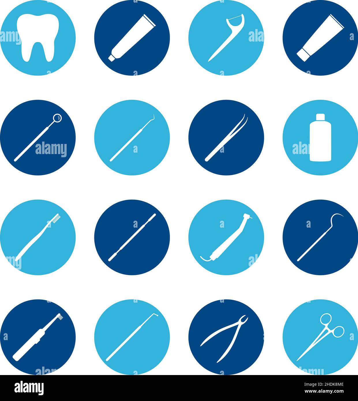 Set of white dental icons on color background, vector illustration ...