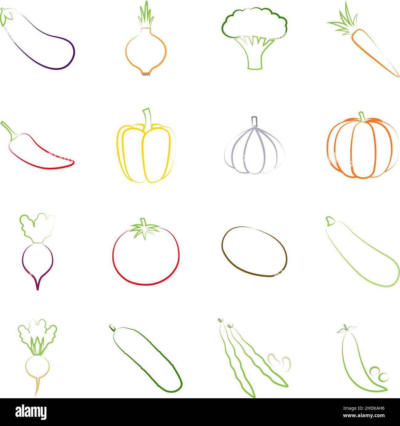 Set of outlines of vegetables, vector illustration Stock Vector Image