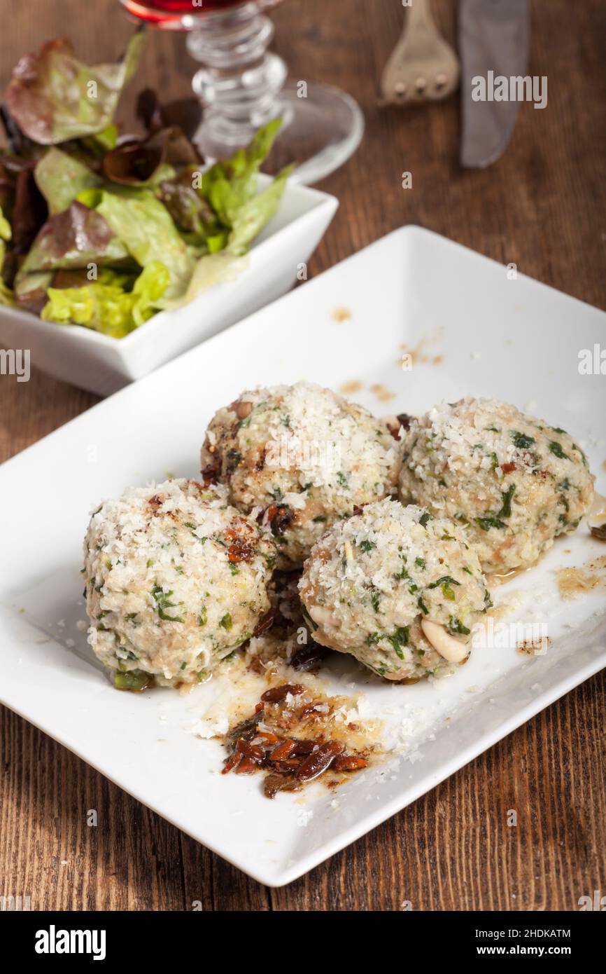 dumplings, strangolapreti, dumpling Stock Photo