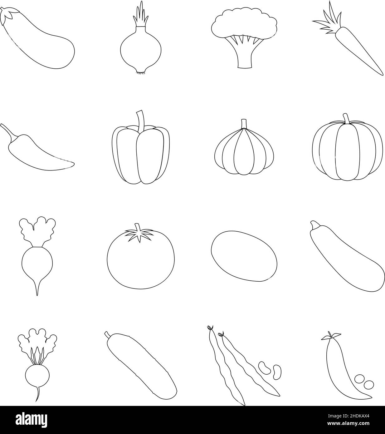 Set of vegetable icons, vector illustration Stock Vector