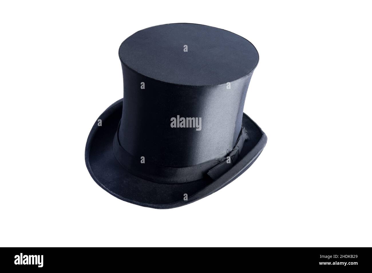 Black folding top hat isolated on white Stock Photo Alamy