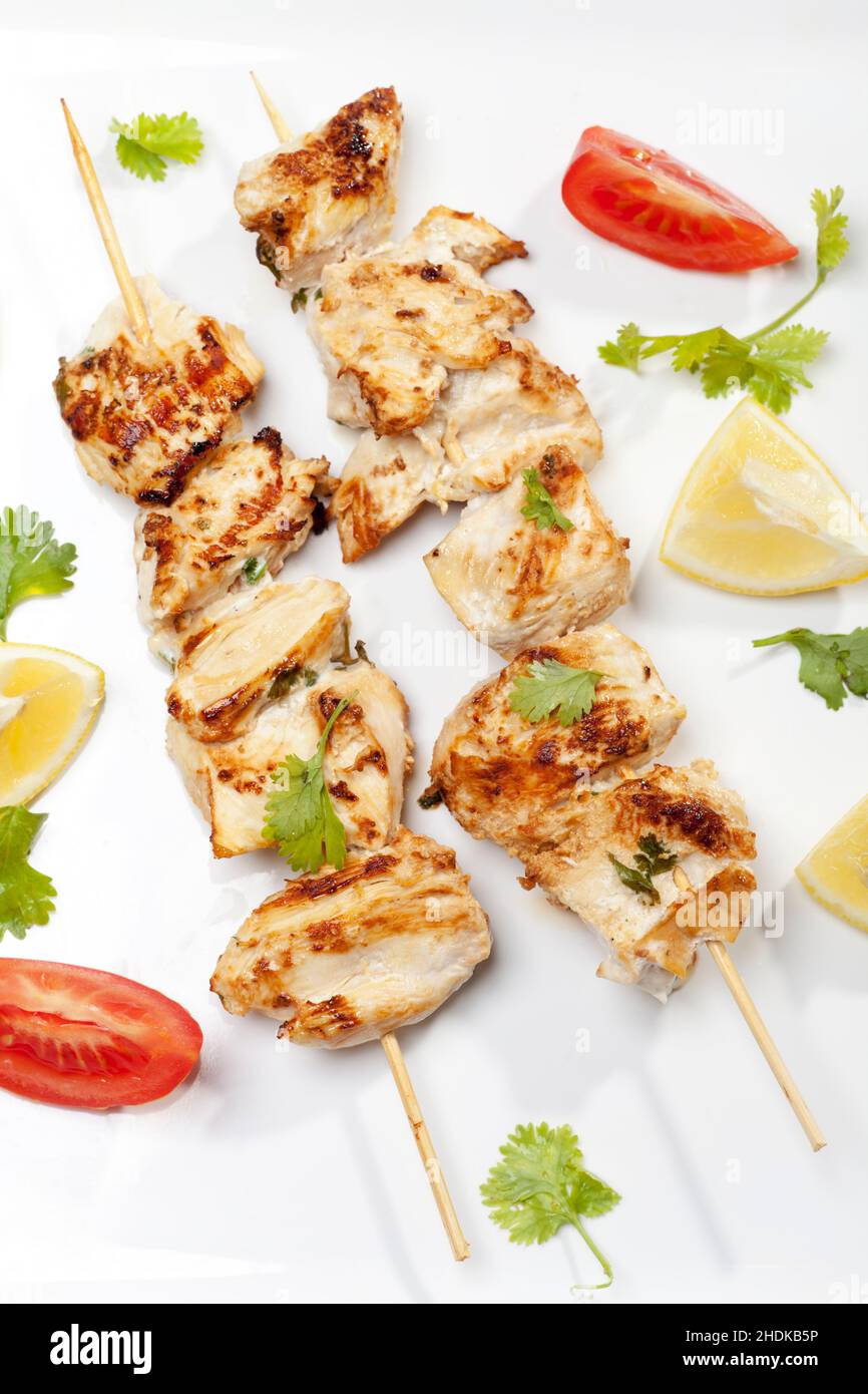 grooved, chicken kebab, grooveds Stock Photo