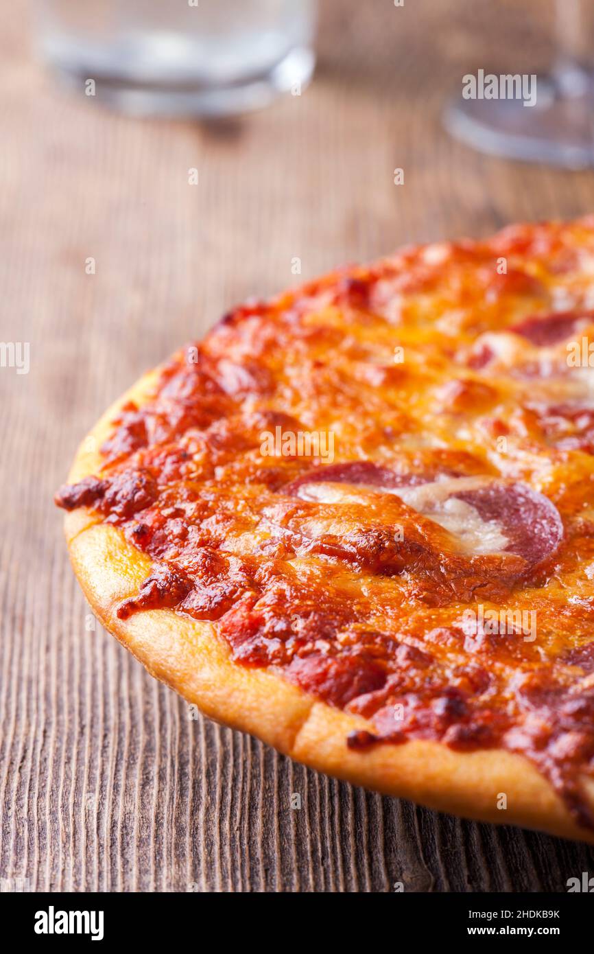 pizza, pizza topping, salami pizza, pizzas, salami pizzas Stock Photo