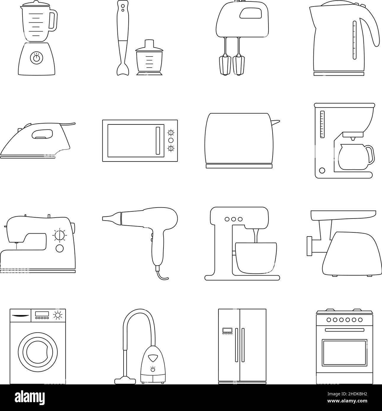 Set of home electronics appliances, vector illustration Stock Vector