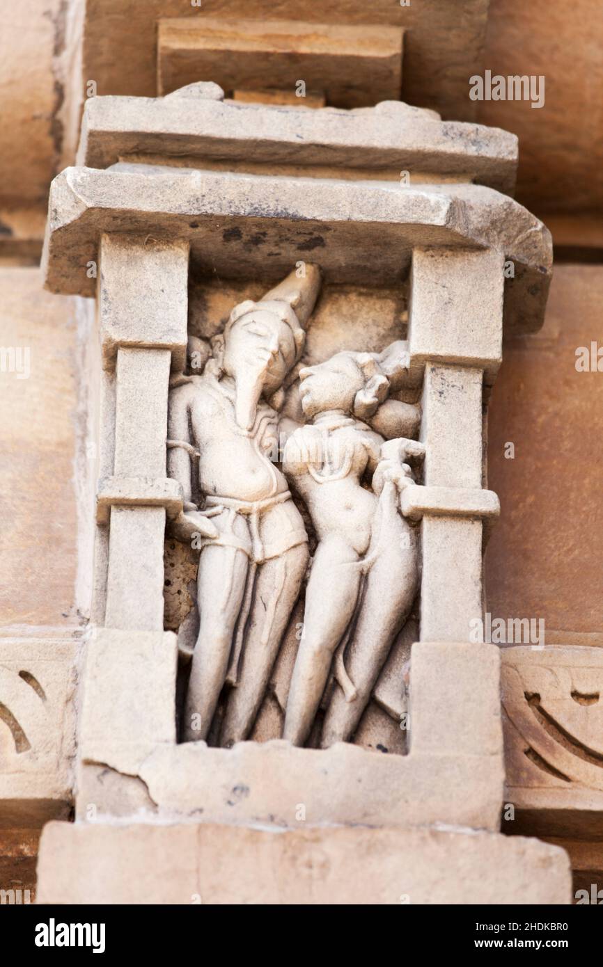 sculpture, kamasutra, Khajuraho Group of Monuments, sculptures, kamasutras Stock Photo