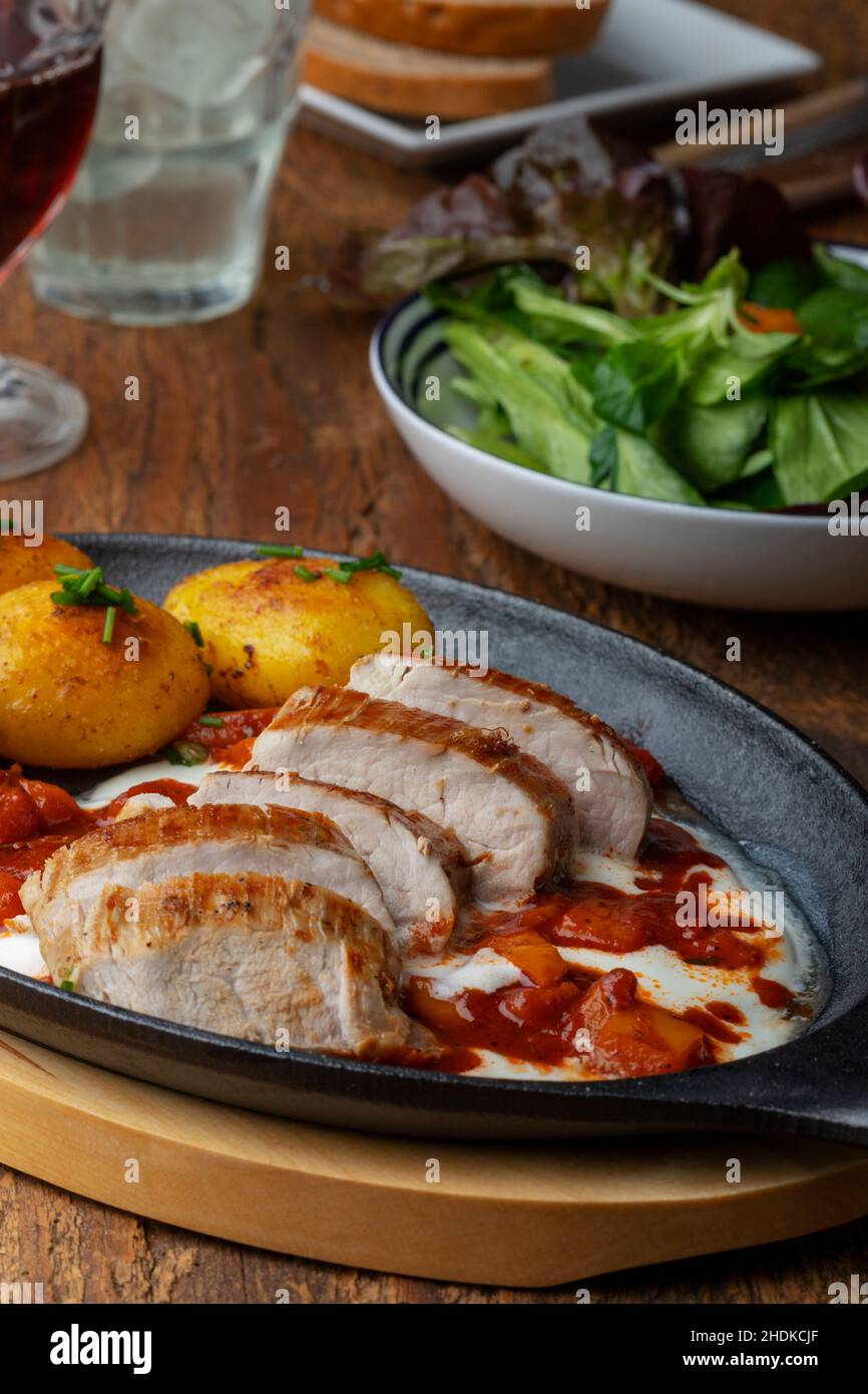 pork, yoghurt sauce, porks, yoghurt sauces Stock Photo Alamy