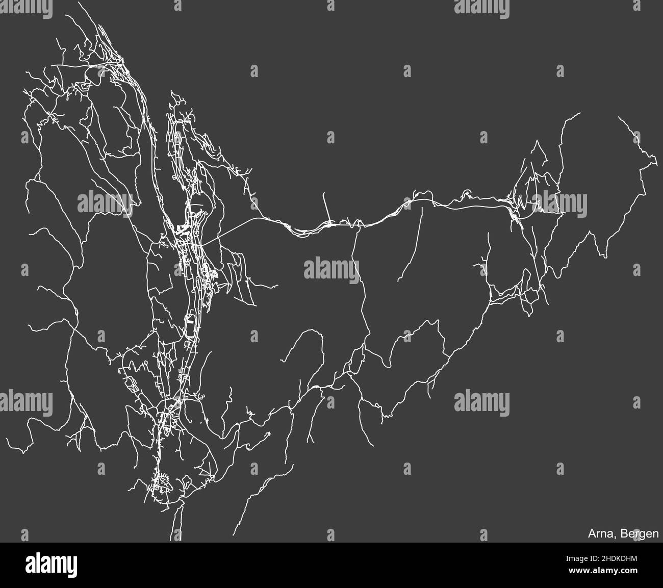 Detailed negative navigation white lines urban street roads map of the ...
