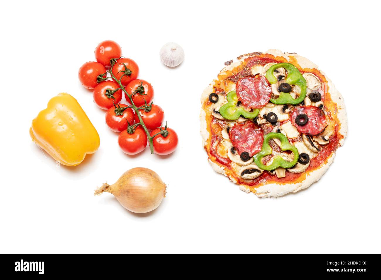 ingredient, salami pizza, ingredients, salami pizzas Stock Photo Alamy