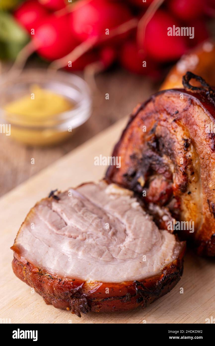 roll roast, roast pork rolls, roll roasts Stock Photo Alamy