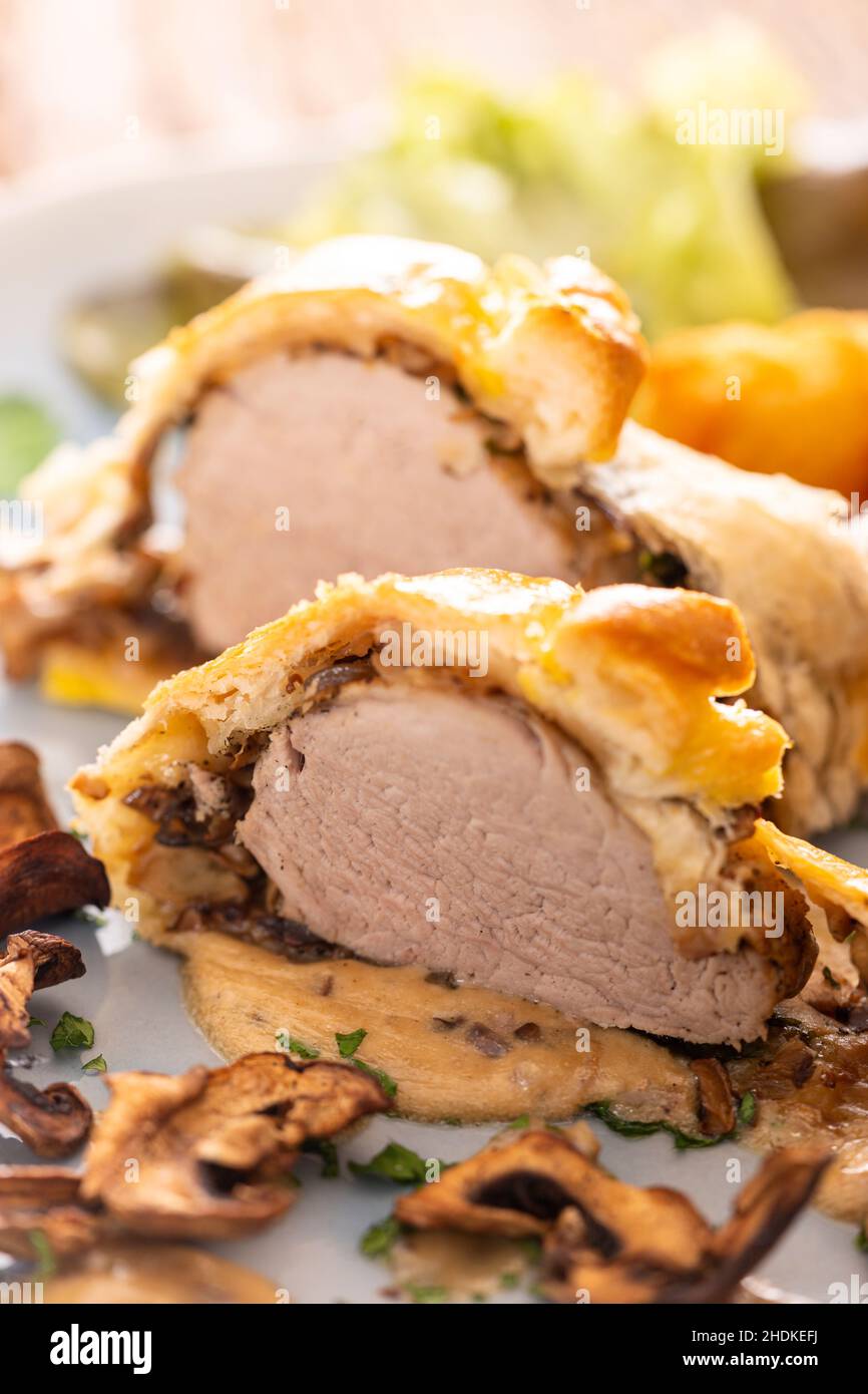 fillet of pork, pork fillet in puff pastry, fillet of porks Stock Photo Alamy