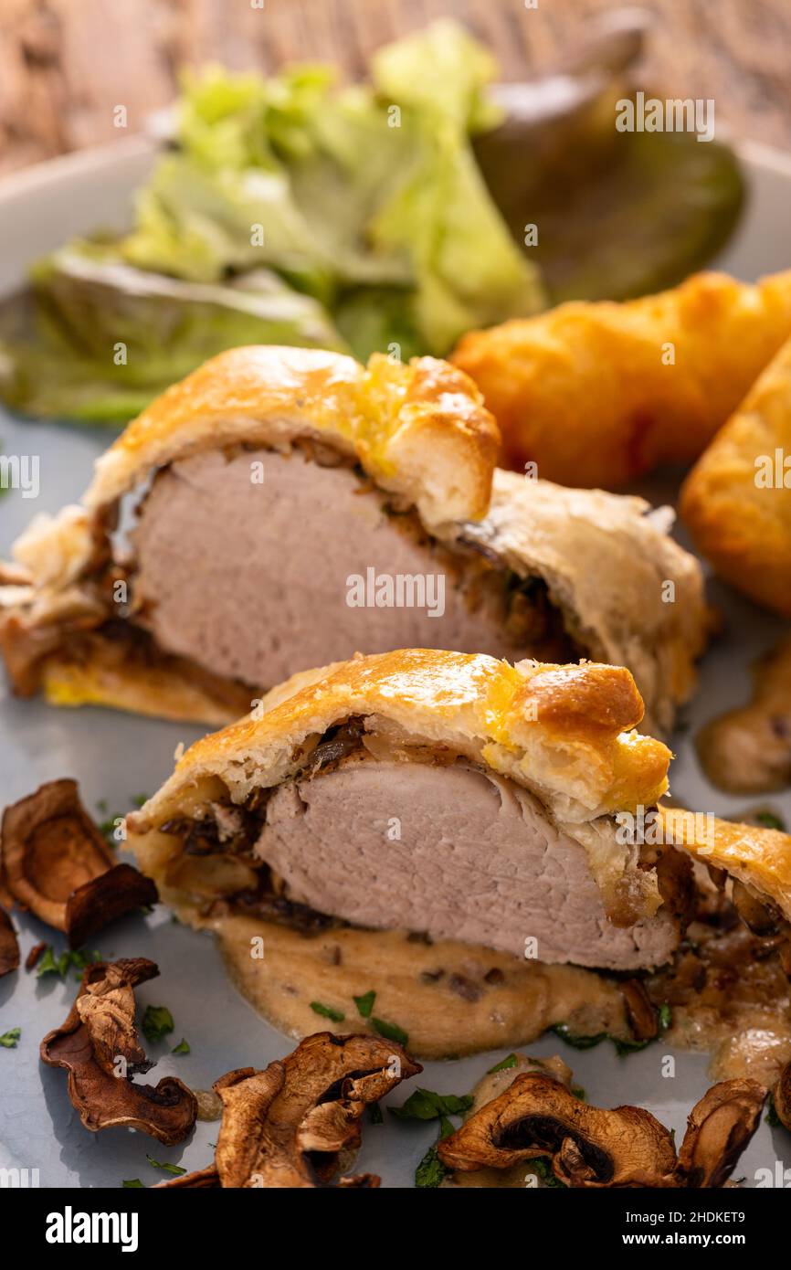pork fillet in puff pastry Stock Photo Alamy