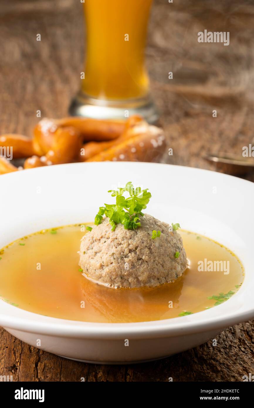 soup, liver dumpling, liver dumpling soup, soups Stock Photo