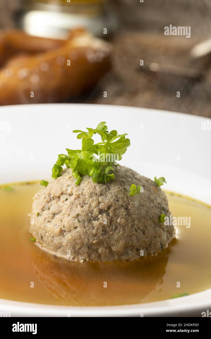 soup, liver dumpling, liver dumpling soup, soups Stock Photo