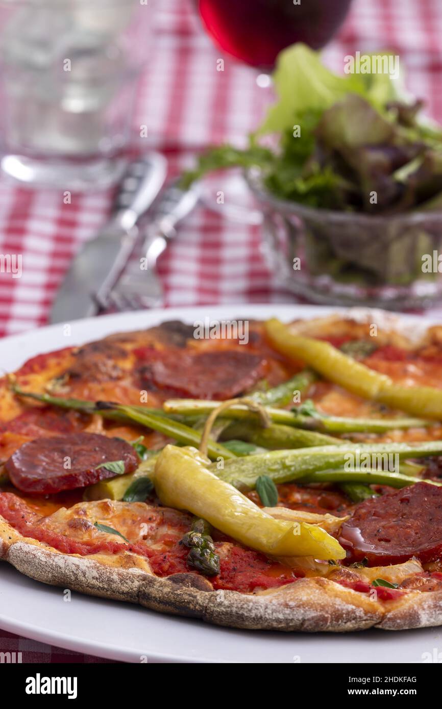 pizza, salami pizza, pizzas, salami pizzas Stock Photo
