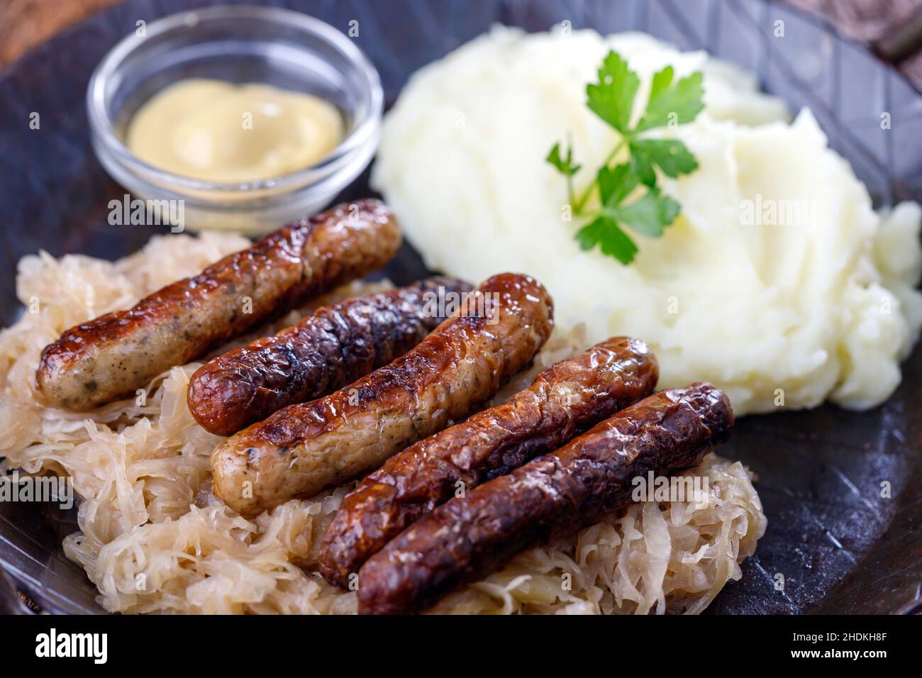 sauerkraut, fried sausages, sauerkrauts, fried sausage Stock Photo Alamy