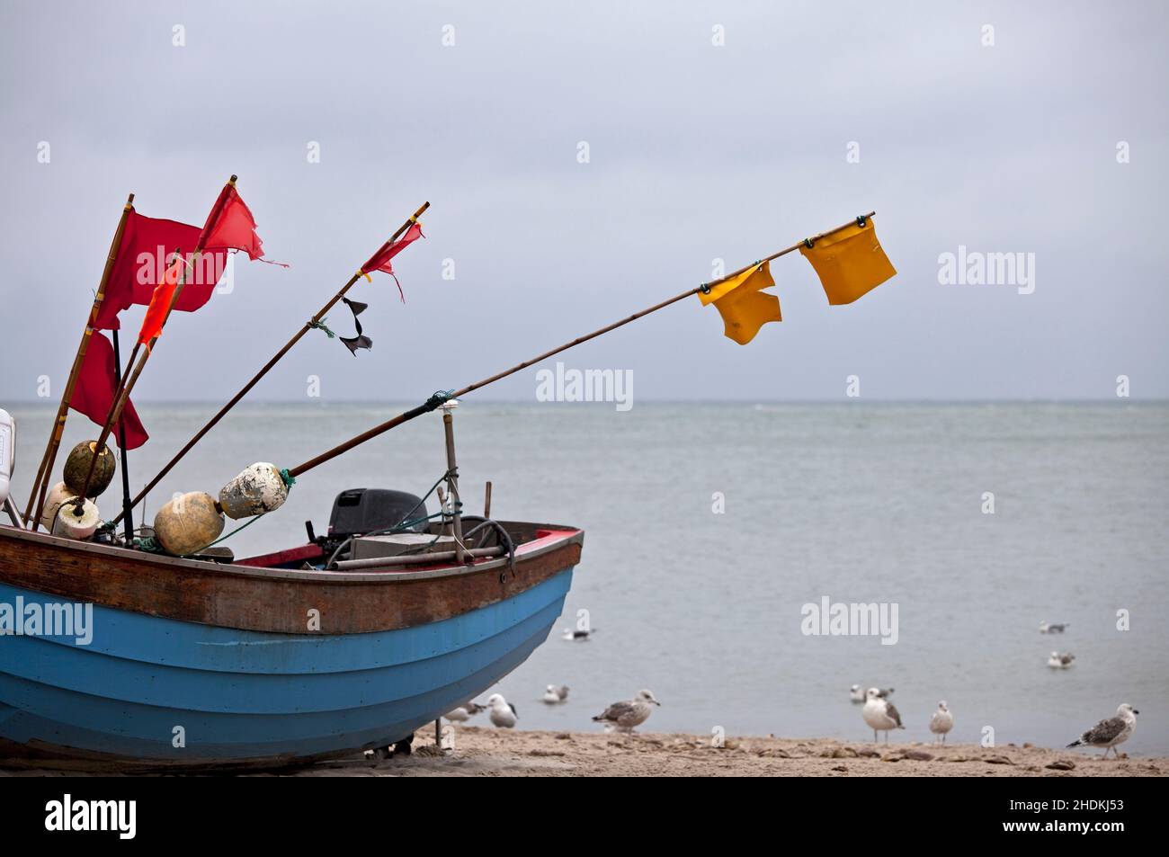 flag, fishing boat, fish trap, flags, fishing boats, fish traps Stock